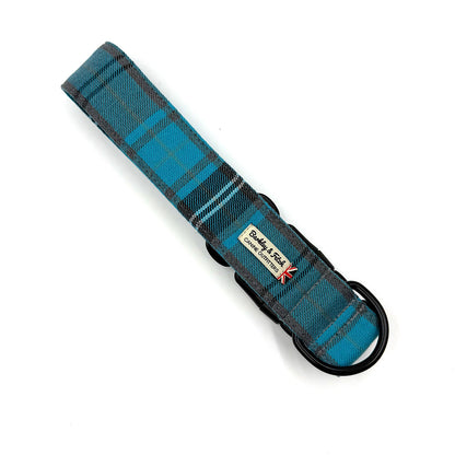 Turquoise/Grey Tartan WIDE Dog Collar