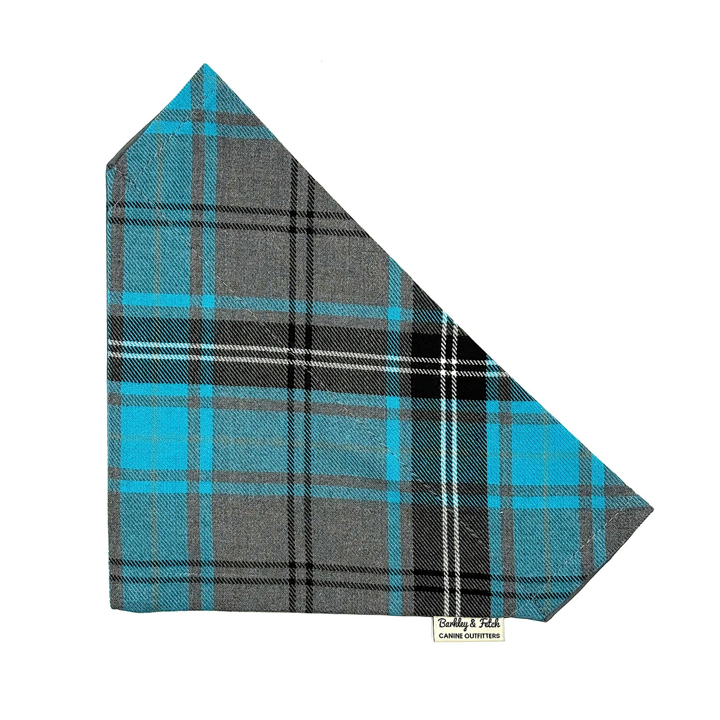 Turquoise/Grey Tartan Dog  Bandana