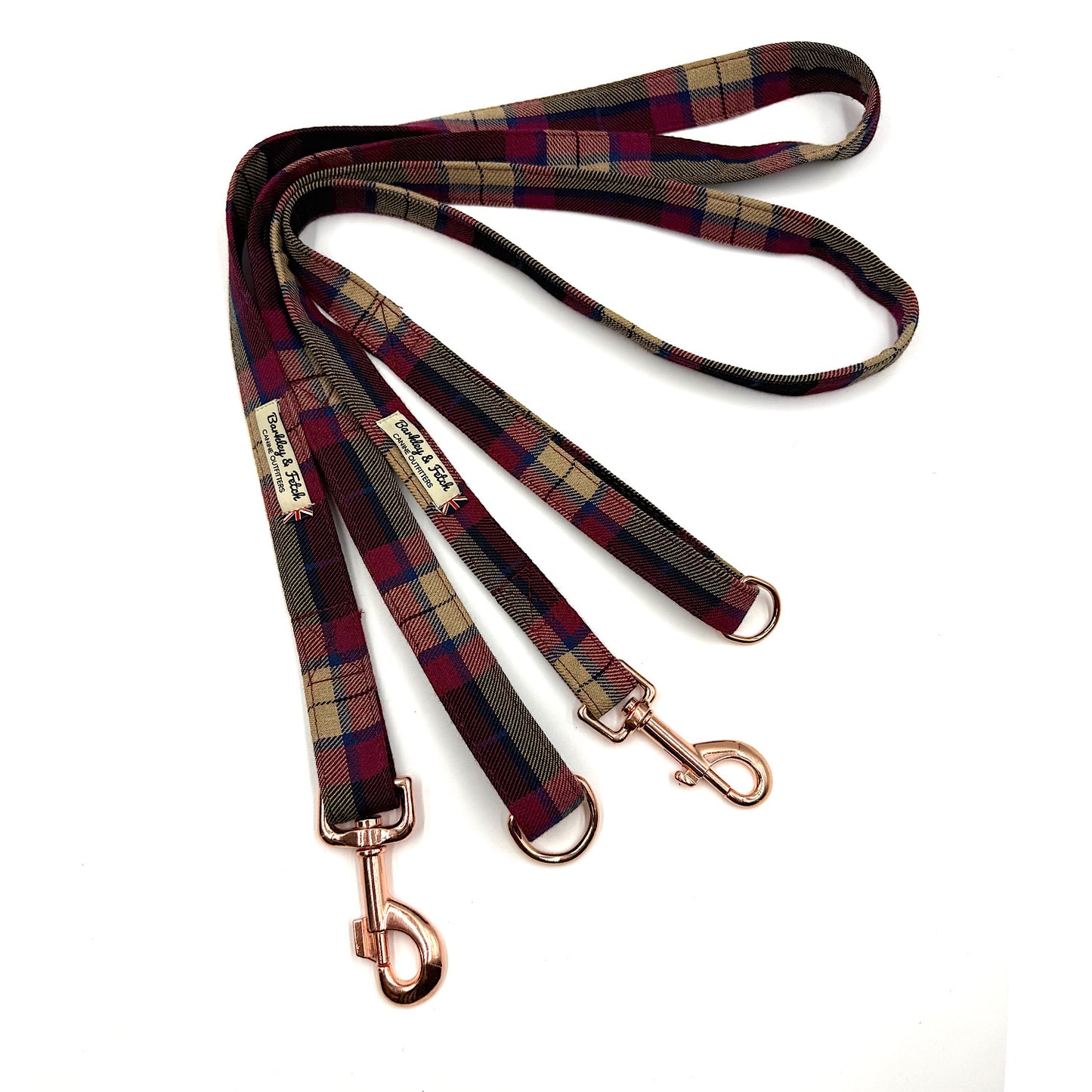 Wine Tartan Dog Lead