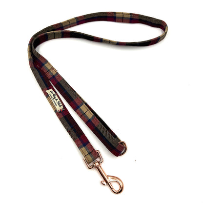 Wine Tartan Dog Lead