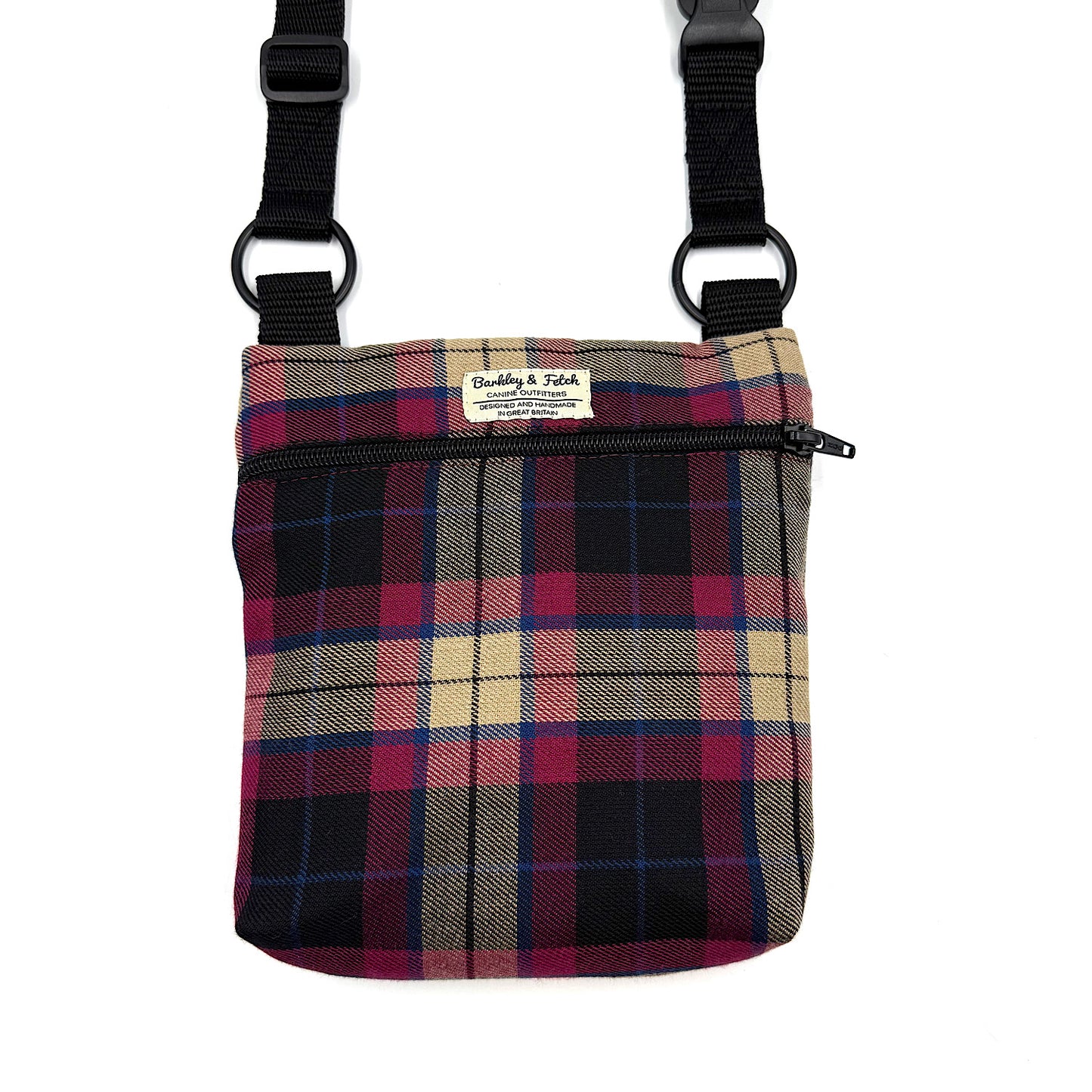 Wine Tartan Dog Walking Bag