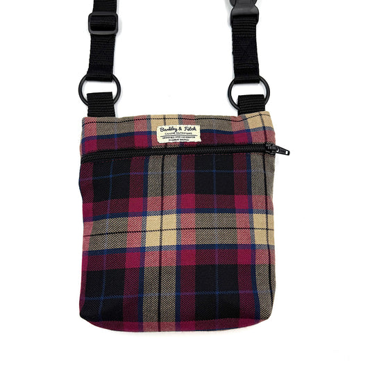 Wine Tartan Dog Walking Bag
