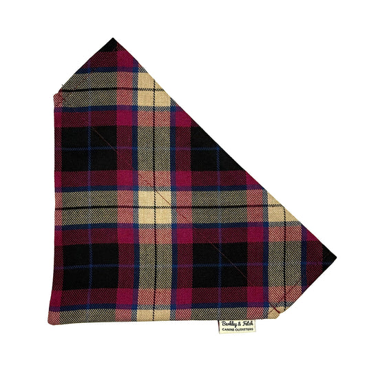 Wine Tartan Dog  Bandana